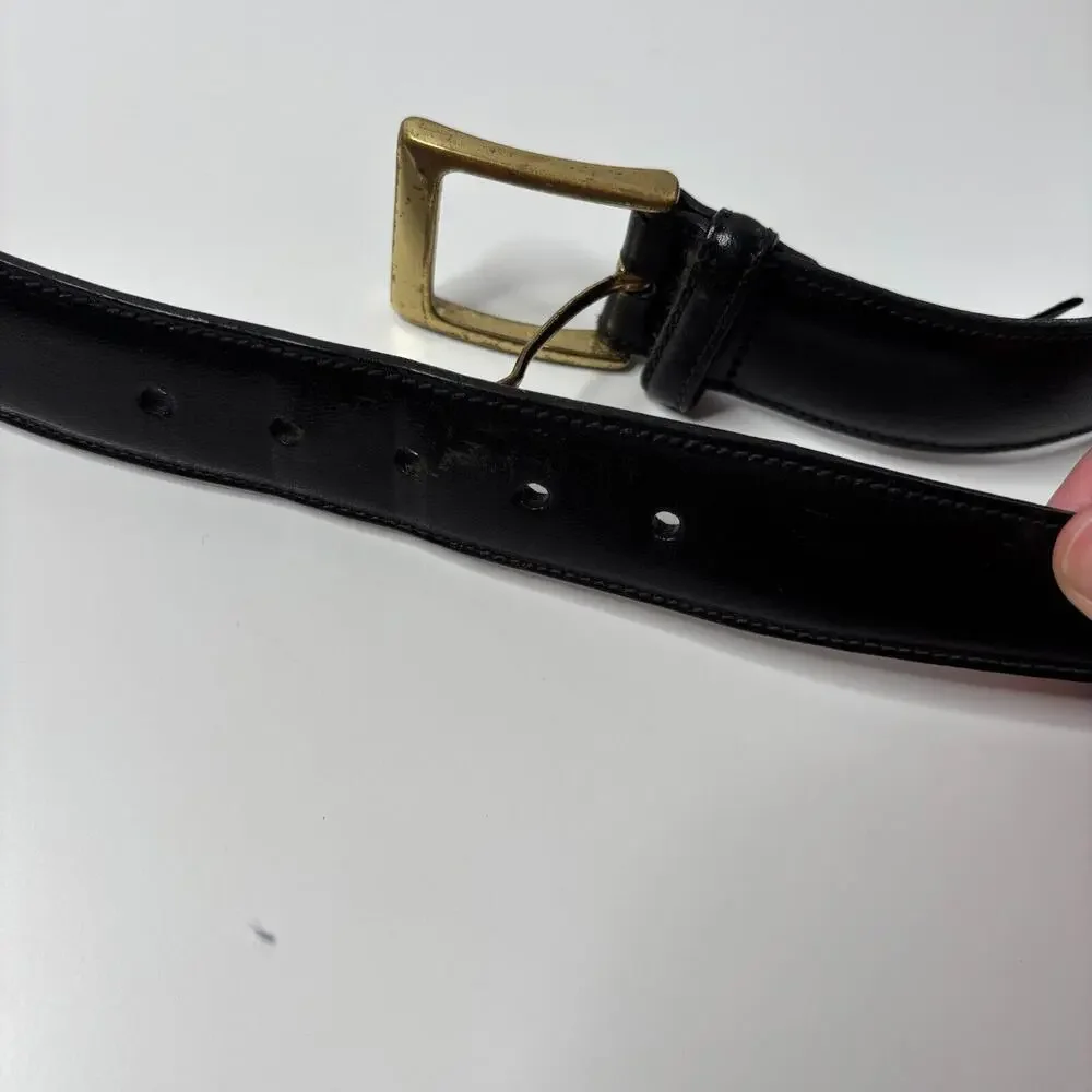 Trafalgar Handmade Black Leather Cortina Belt With Gold Buckle Mens Size 38 / 95